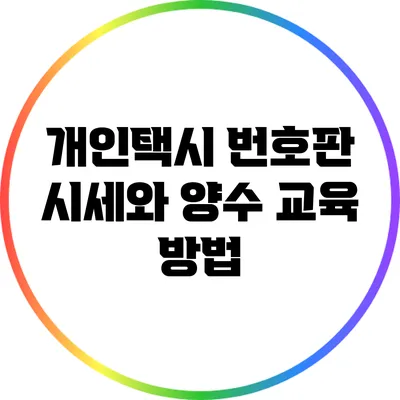 개인택시 번호판 시세와 양수 교육 방법