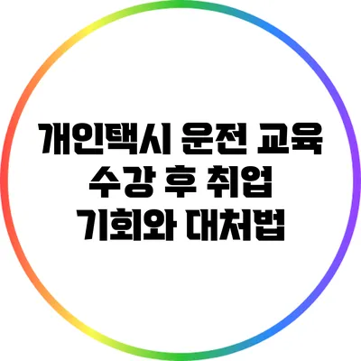 개인택시 운전 교육 수강 후 취업 기회와 대처법