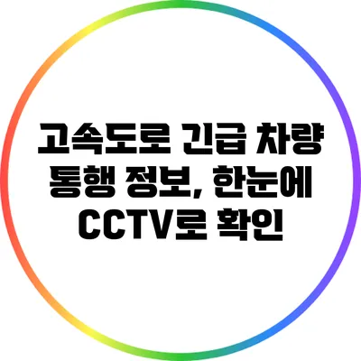 고속도로 긴급 차량 통행 정보, 한눈에 CCTV로 확인