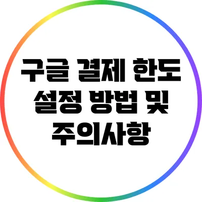 구글 결제 한도 설정 방법 및 주의사항