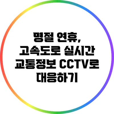 명절 연휴, 고속도로 실시간 교통정보 CCTV로 대응하기