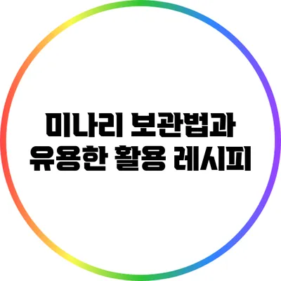 미나리 보관법과 유용한 활용 레시피