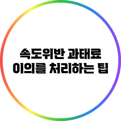 속도위반 과태료 이의를 처리하는 팁