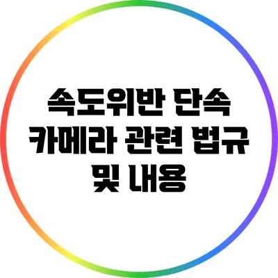 속도위반 단속 카메라 관련 법규 및 내용