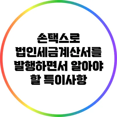 손택스로 법인세금계산서를 발행하면서 알아야 할 특이사항