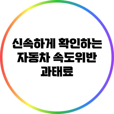 신속하게 확인하는 자동차 속도위반 과태료