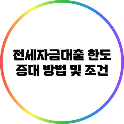 전세자금대출 한도 증대 방법 및 조건
