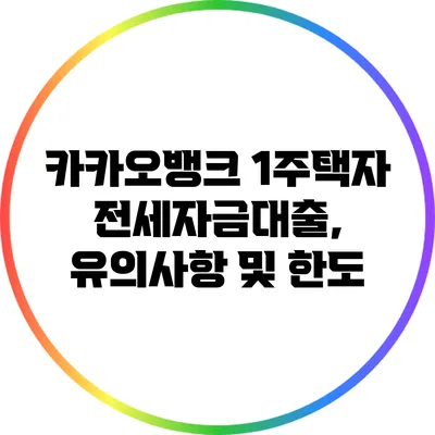 카카오뱅크 1주택자 전세자금대출, 유의사항 및 한도