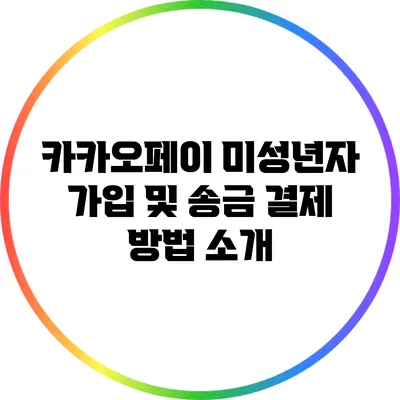 카카오페이 미성년자 가입 및 송금 결제 방법 소개