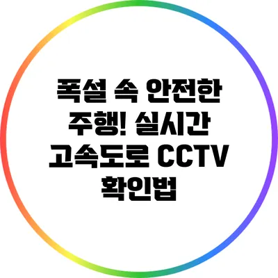 폭설 속 안전한 주행! 실시간 고속도로 CCTV 확인법