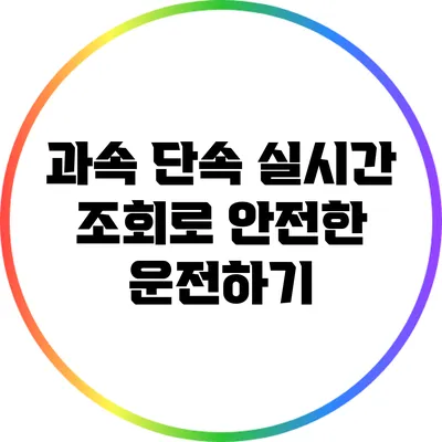과속 단속 실시간 조회로 안전한 운전하기