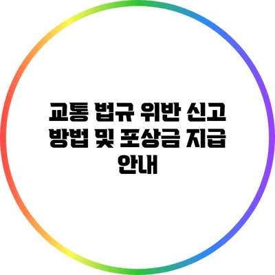 교통 법규 위반 신고 방법 및 포상금 지급 안내
