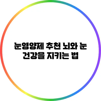 눈영양제 추천: 뇌와 눈 건강을 지키는 법