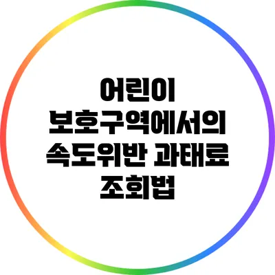 어린이 보호구역에서의 속도위반 과태료 조회법