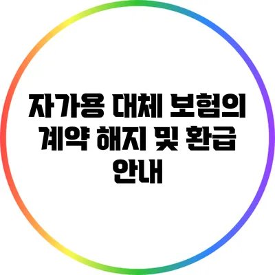 자가용 대체 보험의 계약 해지 및 환급 안내