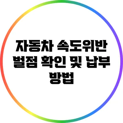 자동차 속도위반 벌점 확인 및 납부 방법