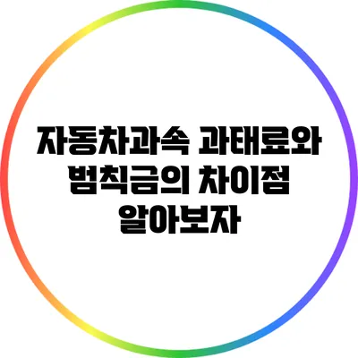 자동차과속 과태료와 범칙금의 차이점 알아보자
