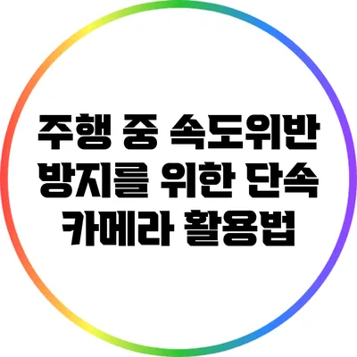 주행 중 속도위반 방지를 위한 단속 카메라 활용법