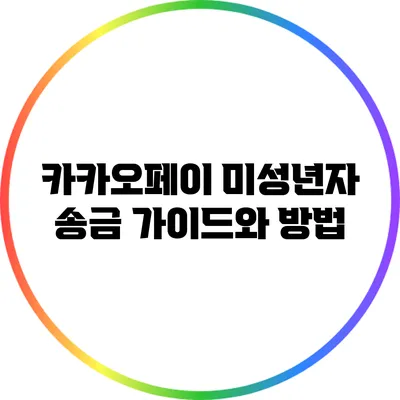 카카오페이 미성년자 송금 가이드와 방법