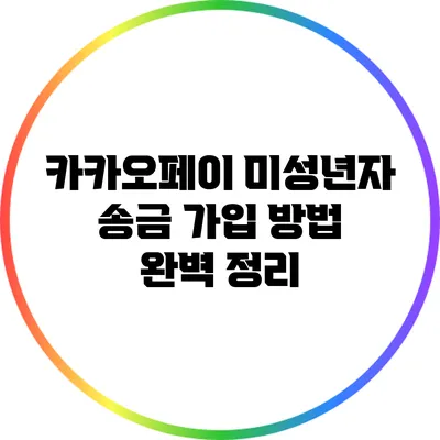 카카오페이 미성년자 송금 가입 방법 완벽 정리