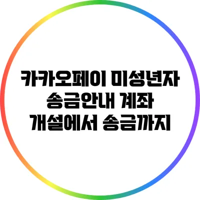 카카오페이 미성년자 송금안내: 계좌 개설에서 송금까지