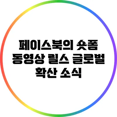 페이스북의 숏폼 동영상 릴스 글로벌 확산 소식