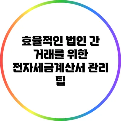 효율적인 법인 간 거래를 위한 전자세금계산서 관리 팁