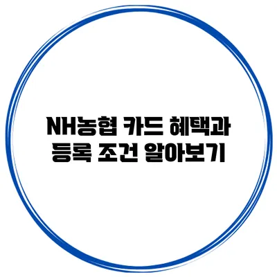 NH농협 카드 혜택과 등록 조건 알아보기