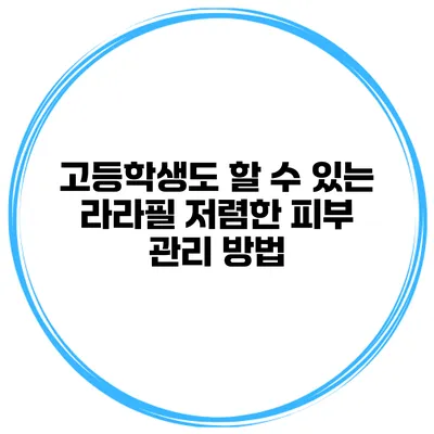 고등학생도 할 수 있는 라라필 저렴한 피부 관리 방법