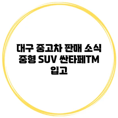 대구 중고차 판매 소식 중형 SUV 싼타페TM 입고