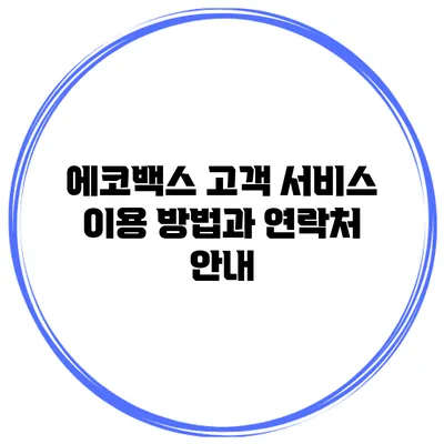 에코백스 고객 서비스 이용 방법과 연락처 안내