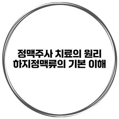 정맥주사 치료의 원리 하지정맥류의 기본 이해