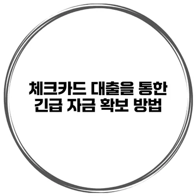 체크카드 대출을 통한 긴급 자금 확보 방법