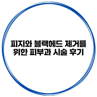 피지와 블랙헤드 제거를 위한 피부과 시술 후기