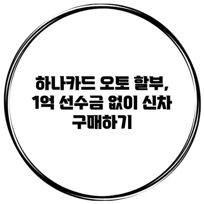 하나카드 오토 할부, 1억 선수금 없이 신차 구매하기