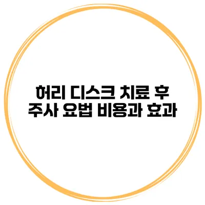 허리 디스크 치료 후 주사 요법 비용과 효과