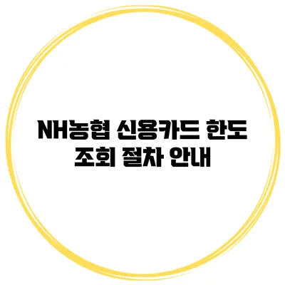 NH농협 신용카드 한도 조회 절차 안내