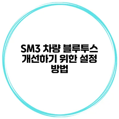SM3 차량 블루투스 개선하기 위한 설정 방법