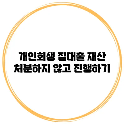 개인회생 집대출 재산 처분하지 않고 진행하기