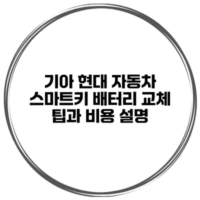 기아 현대 자동차 스마트키 배터리 교체 팁과 비용 설명