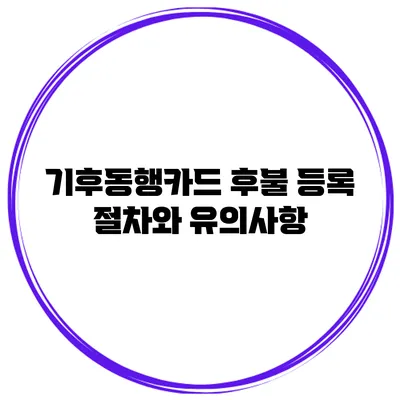 기후동행카드 후불 등록 절차와 유의사항