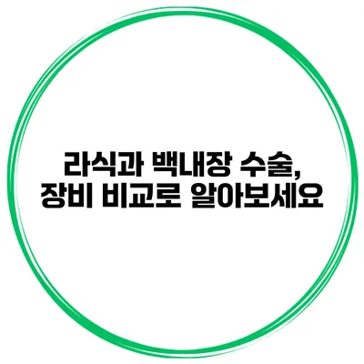 라식과 백내장 수술, 장비 비교로 알아보세요