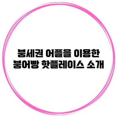 붕세권 어플을 이용한 붕어빵 핫플레이스 소개