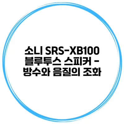소니 SRS-XB100 블루투스 스피커 - 방수와 음질의 조화