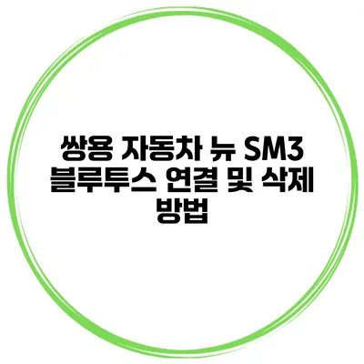쌍용 자동차 뉴 SM3 블루투스 연결 및 삭제 방법