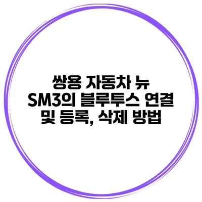 쌍용 자동차 뉴 SM3의 블루투스 연결 및 등록, 삭제 방법