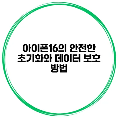 아이폰16의 안전한 초기화와 데이터 보호 방법