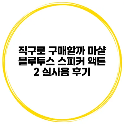 직구로 구매할까? 마샬 블루투스 스피커 액톤 2 실사용 후기