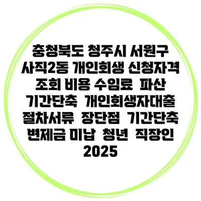 충청북도 청주시 서원구 사직2동 개인회생 신청자격 조회 비용 수임료 | 파산 | 기간단축 | 개인회생자대출 | 절차서류 | 장단점 | 기간단축 | 변제금 미납 | 청년 | 직장인 2025