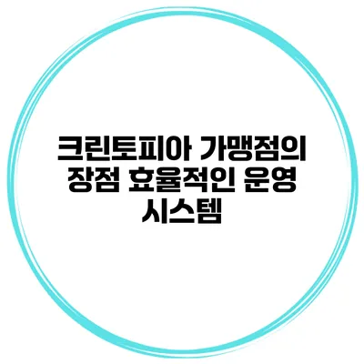 크린토피아 가맹점의 장점 효율적인 운영 시스템